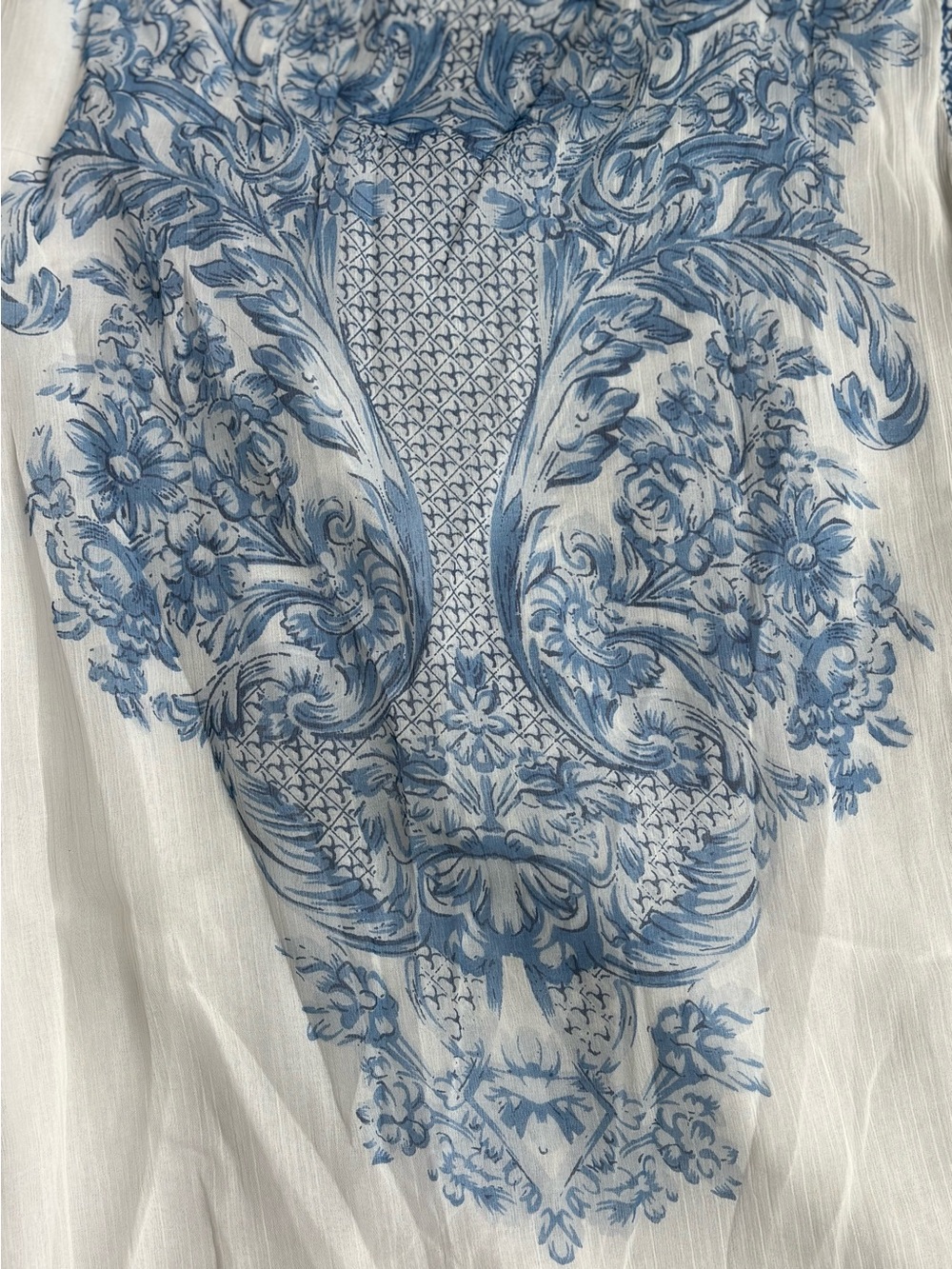Earthbound Blue & White Beaded Sleeveless Peasant Top Womens Large - Picture 4 of 6